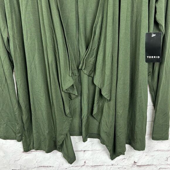 Torrid Sweater Womens 00 Cardigan Super Soft Knits Stretch Drape Olive Green - Picture 3 of 11
